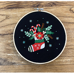Christmas stocking painting (non-finished product) - black cloth Embroidery handmade diy material package flower three-dimensional primary novice package creative Lu embroidery Christmas hanging painting