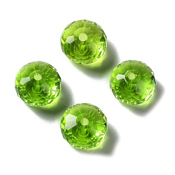 Зеленый газон Стекло k9 стекло, имитация Австрийские кристаллические шарики, граненые, рондель, зеленый газон, 12x8 мм, отверстие : 1 мм