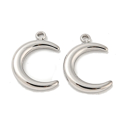 Stainless Steel Color 304 Stainless Steel Pendants, Double Horn/Crescent Moon Charm, Stainless Steel Color, 17.5x13x2mm, Hole: 1.6mm