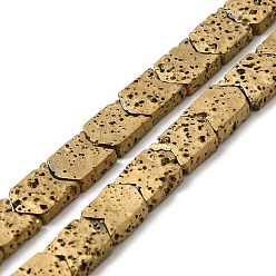Golden Plated Electroplated Natural Lava Rock Beads Strands, Arrow, Golden Plated, 8~8.5x7x2.5mm, Hole: 0.9mm, about 56pcs/strand, 16.14''(41cm)