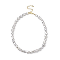 Silver Natural Pearl Beaded Necklaces for Women, Silver, 15.28 inch(38.8cm)