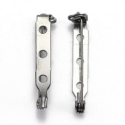 Gunmetal Iron Brooch Findings, Back Bar Pins, Gunmetal, 26x4.5mm, Hole: 2mm, pin: 0.5mm