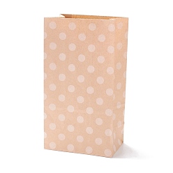 Цвет Древесины Прямоугольные крафт-бумажные мешки, никто не обрабатывает, подарочные пакеты, полька точка рисунок, деревесиные, 13x8x24 см