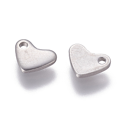 Stainless Steel Color 201 Stainless Steel Charms, Stamping Blank Tag, Heart, Stainless Steel Color, 7x6x1mm, Hole: 1mm
