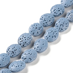 Светло-Голубой Нити бусин из натурального камня, окрашенные в лавовый камень, Плоско-овальные, Небесно-голубой, 10~11x8~8.5x4 мм, отверстие : 0.6 мм, около 36 шт / нитка, 14.80'' (37.6 см)