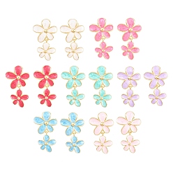 Золотой Латунные серьги-подвески ко Дню святого Валентина, с эмалью, цветок, золотые, 37x22 мм