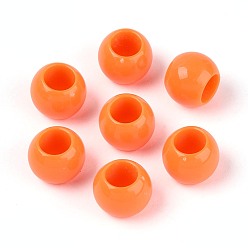 Темно-Оранжевый Непрозрачные акриловые бусины, круглые, темно-оранжевый, 12x9.8 мм, отверстие : 6.5 мм, Около 850 шт / 500 г