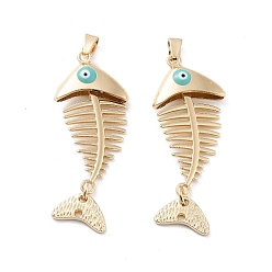 Бирюза Подвески из эмалированного сплава с гальванопокрытием, рыба с оберегом от сглаза, без кадмия, без никеля и без свинца, золотые, бирюзовые, 54x20x6 мм, отверстие : 6.5x4 мм
