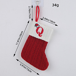 FF1-17/Q Classic Red Letter Christmas Stocking Knit Holiday Decoration Ornament