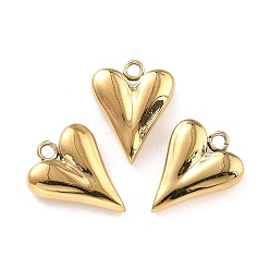 Real 24K Gold Plated Ion Plating(IP) 316 Surgical Stainless Steel Charms, Heart, Real 24K Gold Plated, 14.5x11x4mm, Hole: 1.6mm