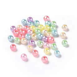 Mixed Color Imitation Pearl Acrylic Beads, Round, Mixed Color, 6x5.5mm, Hole: 1.8mm, about 5555pcs/500g