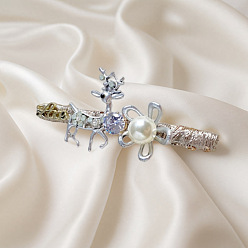 Персиковый Слойка Заколки для волос из кожи аллигатора с искусственным жемчугом, аксессуары для волос для женщин и девочек, розовые, 65x30 мм