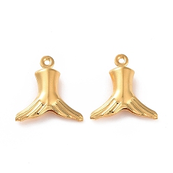 Золотой 304 подвески из нержавеющей стали, прелести рыбий хвост, золотые, 15.1x14.3x4.4 мм, отверстие : 1 мм