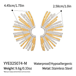 Настоящее золото 18K Двухцветные серьги-гвоздики из нержавеющей стали в форме цветка, слева и справа, реальный 18 k позолоченный, 44.5x25.8 мм