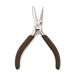 Coconut Brown Steel Jewelry Pliers, Round/Concave Pliers, Wire Looping and Wire Bending Plier, with Plastic Handle, Coconut Brown, 12x8.3x1.05cm