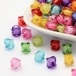 Mixed Color Transparent Acrylic Beads, Bead in Bead, Rhombus, Mixed Color, 13x16x16mm, Hole: 2mm, about 730pcs/500g