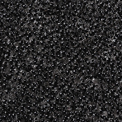 Черный Fgb 8/0 круглый стеклянный бисер класса А, прозрачные цвета внутри, чёрные, 3x2 мм, отверстие : 1 мм, Около 10000 шт / фунт
