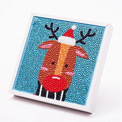 Олень Diy Рождественская тема квадратная алмазная картина комплект, включая сумку со стразами из смолы, алмазная липкая ручка, поднос тарелка и клей глина, олень, 150x150 мм