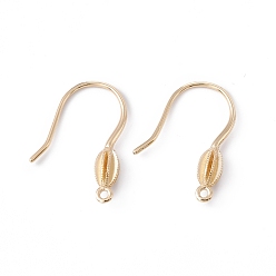 Golden Rack Plating Brass Earring Hooks, with Horizontal Loops, Long-Lasting Plated, Cadmium Free & Lead Free, Golden, 20x15x3.5mm, Hole: 1mm, 20 Gauge, Pin: 0.8mm