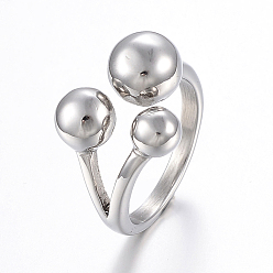 Stainless Steel Color 304 Stainless Steel Finger Rings, Round, Stainless Steel Color, Size 9, 19mm
