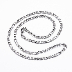 Stainless Steel Color 304 Stainless Steel Figaro Chain Necklaces, with Lobster Claw Clasps, Stainless Steel Color, 23.23 inch(59cm), 4x1mm