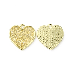 Jonquil Rhinestone Pendants, with Light Gold Plated Brass Findings, Heart, Cadmium Free & Lead Free, Jonquil, 19x19x3mm, Hole: 1.8mm