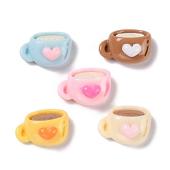 Heart Opaque Reisn Cabochons, Mixed Color, Cup, Heart, 11x15x7mm
