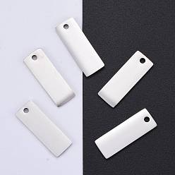 Stainless Steel Color 304 Stainless Steel Pendants, Manual Polishing, Blank Stamping Tags, Rectangle, Stainless Steel Color, 25x9x1.8mm, Hole: 1.4mm