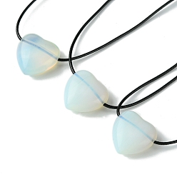 Опал Синтетические опалитовые подвесные ожерелья, воском шнура, сердце, 14.17~27.95 дюйм (36~71 см)