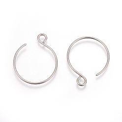 Stainless Steel Color 304 Stainless Steel Earring Hooks, Ear Wire, with Horizontal Loop, Stainless Steel Color, 22x18mm, Hole: 2.5mm, 20 Gauge, Pin: 0.8mm