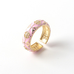 03 Colorful Enamel and Zirconia Ring in 18K Gold - Fashionable, Simple, Cute for Women
