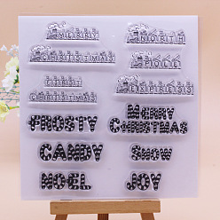 Word Christmas Theme Clear Silicone Stamps, for DIY Scrapbooking, Photo Album Decorative, Cards Making, Stamp Sheets, Film Frame, Word, 150x150mm