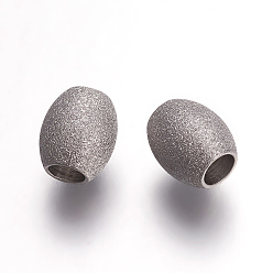 Stainless Steel Color 304 Stainless Steel Beads, Textured Beads, Oval, Stainless Steel Color, 7x6mm, Hole: 2.8mm