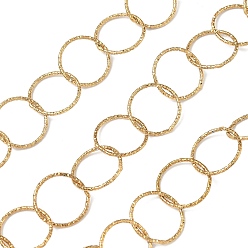 Золотой 304 Цепи из текстурированной нержавеющей стали с кольцами, пайки, с катушкой, ионное покрытие (ip), золотые, 13.5x1 мм
