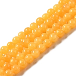Gold Natural Mashan Jade Beads Strands, Dyed, Round, Gold, 8mm, Hole: 1.2mm, about 51pcs/strand, 16 inch