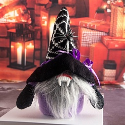 Black Cloth with Cotton Gnome with Spider Ornament, for Halloween Home Party Decoration, Black, 110x80x210mm