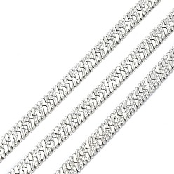 Stainless Steel Color 304 Stainless Steel Herringbone Chains, Soldered, with Spool, Stainless Steel Color, 6x1mm