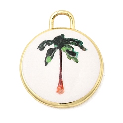 Turtle Латунные подвески с принтом, плоские круглые прелести, долговечный, реальный 18 k позолоченный, черепаха, 20x17x3 мм, отверстие : 3x3 мм