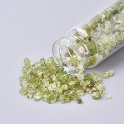 Peridot Glass Wishing Bottle, For Pendant Decoration, with Peridot Chip Beads Inside and Cork Stopper, 22x71mm