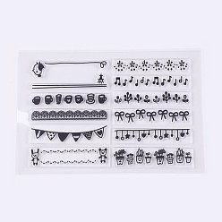 Clear Silicone Stamps, for DIY Scrapbooking, Photo Album Decorative, Cards Making, Clear, 14~17x66~68mm