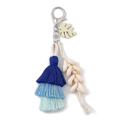 Полуночно-синий Подвесные украшения ручной работы из нейлоновых ниток в технике макраме, подвески из дерева и ракушек, а также застежки из сплава для украшений сумок и брелоков, темно-синий, 160 мм