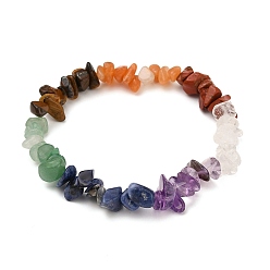 Mixed Stone Chakra Jewelry, Chip Natural Gemstone Beads Stretch Bracelets, Inner Diameter: 1-7/8 inch(4.7cm), Bead: 5~8x5~8mm