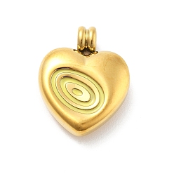 Желтый 304 нержавеющей стальной эмали подвески, сердце с подвесками вихря, ионное покрытие (ip), реальный 14 k позолоченный, желтые, 19x15x5 мм, отверстие : 3.5 мм