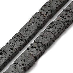 Gray Plated Electroplated Natural Lava Rock Beads Strands, Arrow, Gray Plated, 8~8.5x7x2.5mm, Hole: 0.9mm, about 56pcs/strand, 16.14''(41cm)