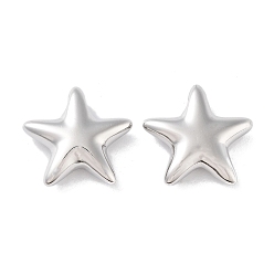 Real Platinum Plated Brass Pendants, Star Charms, Real Platinum Plated, 17x18x5mm, Hole: 3mm