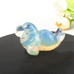 Opalite Opalite Carved Sea Dog Figurines, for Home Office Desktop Feng Shui Ornament, 50.8mm