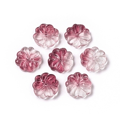 Dark Red Transparent Glass Beads, Flower, Two Tone, Dark Red, 15x4mm, Hole: 1.2mm