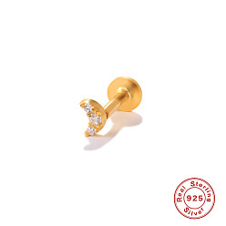 #69 (single) 925 Серьги-гвоздики из ушного хряща с плоской головкой и резьбой из стерлингового серебра