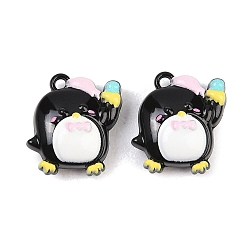 Пингвин Подвески из эмали и сплава, чёрные, пингвин, 13.5x11x6 мм, отверстие : 1.2 мм