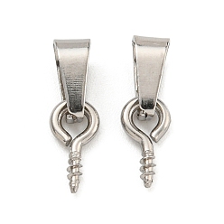 Нержавеющая Сталь Цвет Устойчивые к потускнению 304 нержавеющая сталь винты с ушком штифтовые скобы, с 201 защелкой из нержавеющей стали на поручнях, за половину пробурено бисера, цвет нержавеющей стали, 13.5 мм, отверстие : 6x2.5 мм, штифты : 4x1 мм